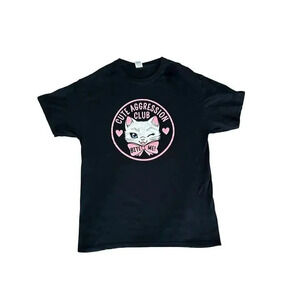 Cute Aggression Club women’s Cat Black T-Shirt size medium